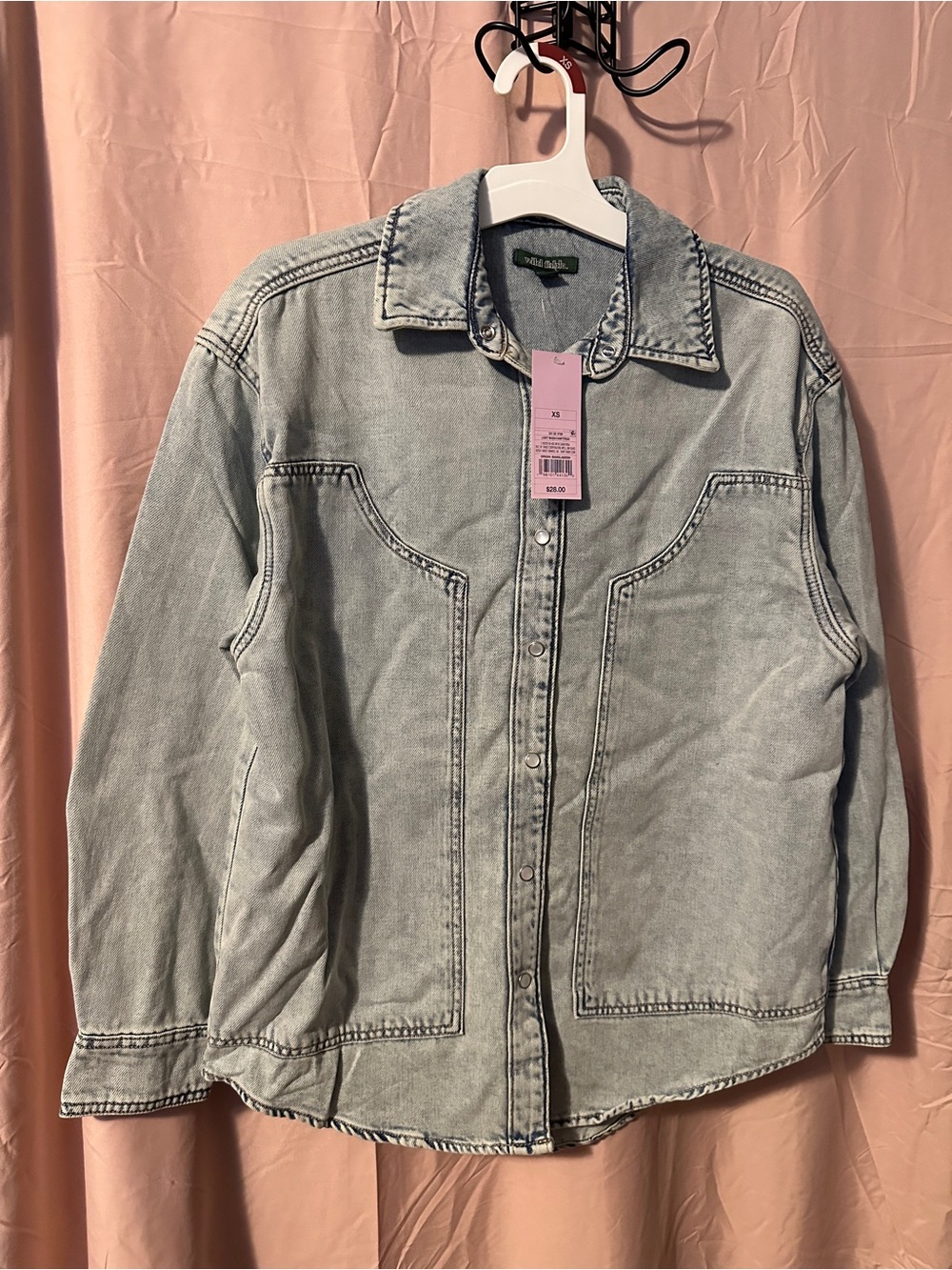 Light wash denim western snap-front shirt size XS